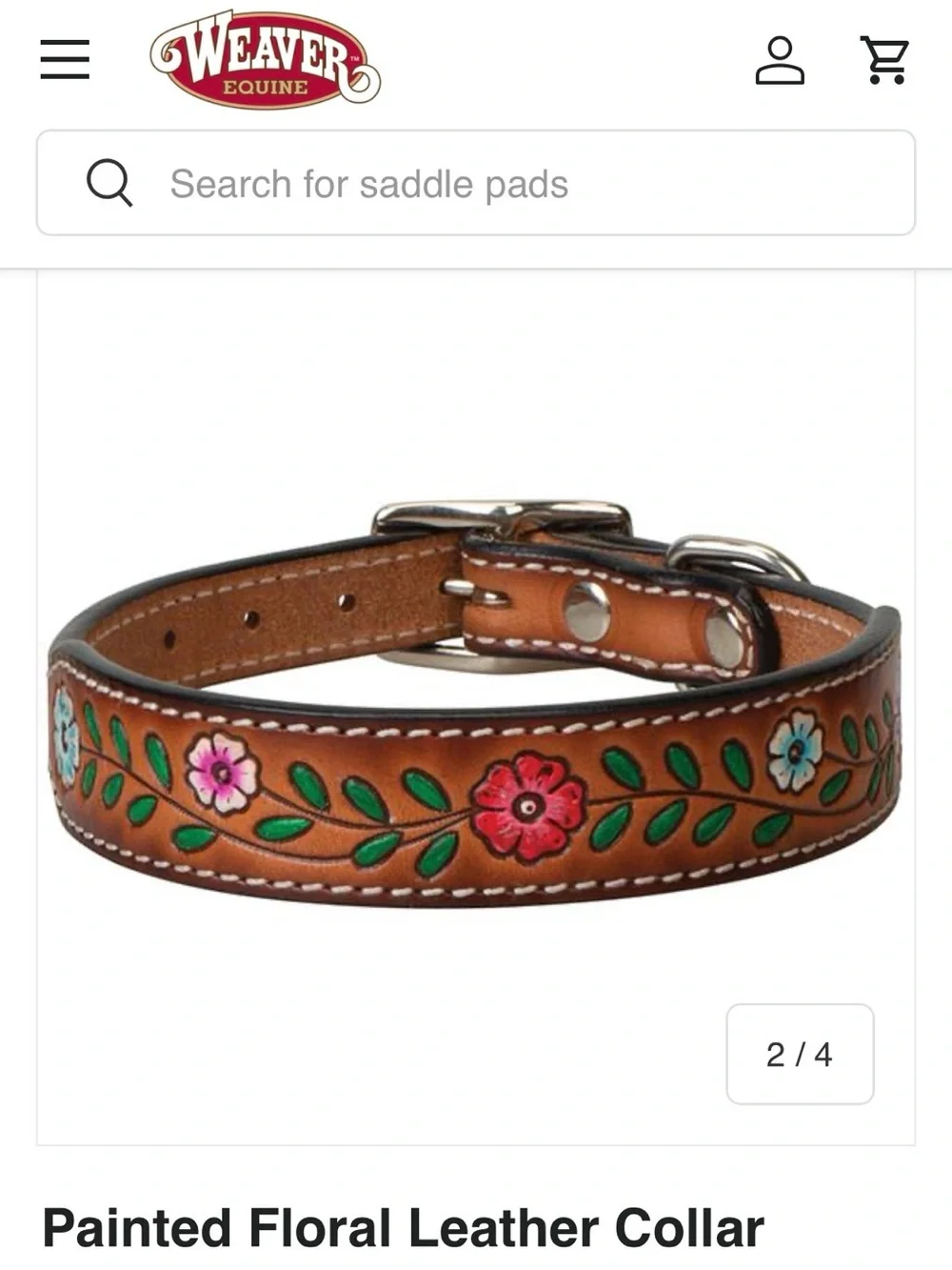 🔱Weavers Hand Panted Floral Detailed Tooled Leather Buckle Dog Collar